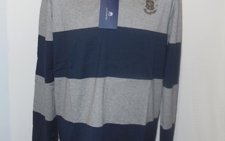 Miehelle XL - Gant sini-harmaa rugger paita * UUSI