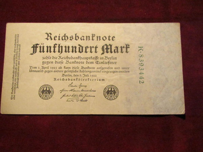 500 mark 1922 Saksa-Germany
