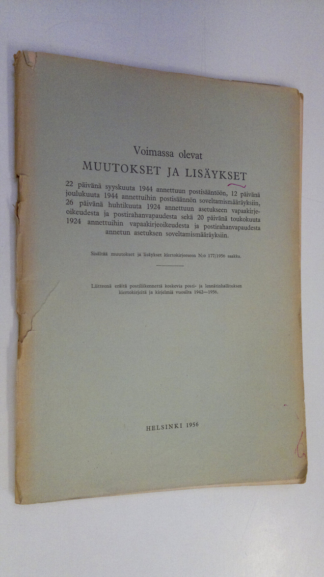 Voimassa olevat muutokset ja lisäykset 22 päivänä syyskuu...