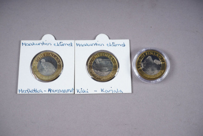 1156. 3kpl 'Maakuntien Eläimet' 5€ juhlaraha, UNC.