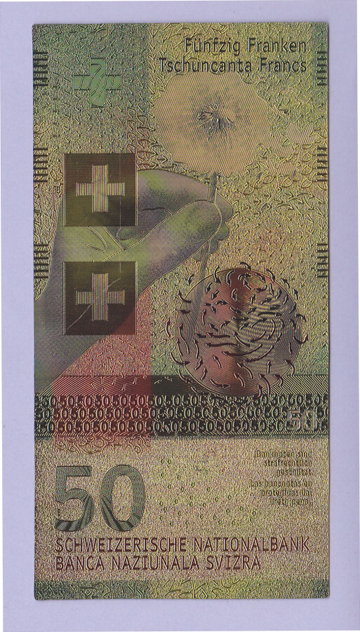 Sveitsi 50 Francs v.2015 UNC kullattu (muoviseteli)