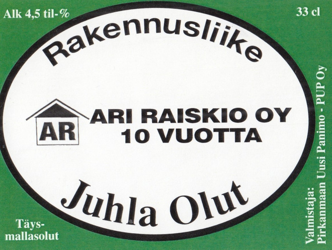 Olutetiketti Ari Raiskio  Oy  Juhlaolut c9