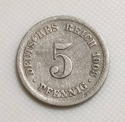 Saksa 5 Pfennig 1908F