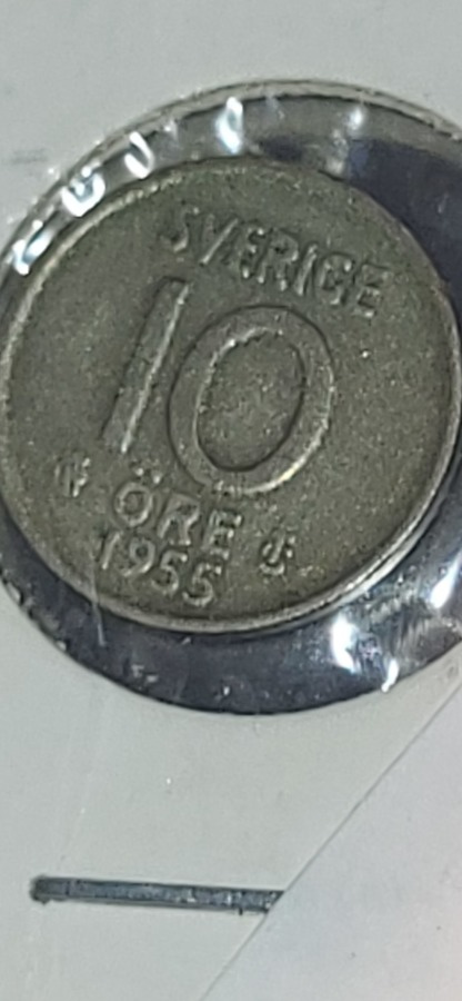 Sverige 10 Öre 1955 hopeaa kolikko
