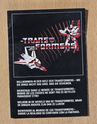 Transformers G1 Mainos Luettelo 1985 (Eurooppa)