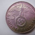 Natsi-Saksa 5 Reichsmark 1938 D Paul von Hindenburg - pikkukuva 1