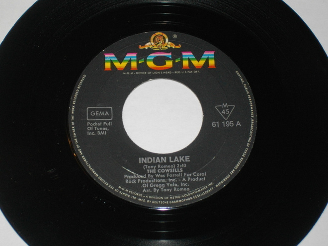 7" COWSILLS - Indian Lake - single 1968 pop rock EX-