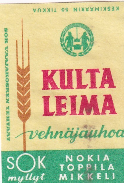 Kulta Leima Vehnäjauhoa.SOK. Nokia. Toppila. Mikkeli ,   s86