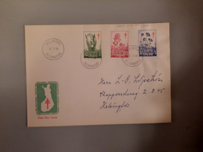 FDC Suomi 1958 TUB kukat  10mk LOISTO