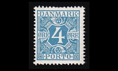 Tanska PORTO_10 * 4 öre tasainen tausta (1921)