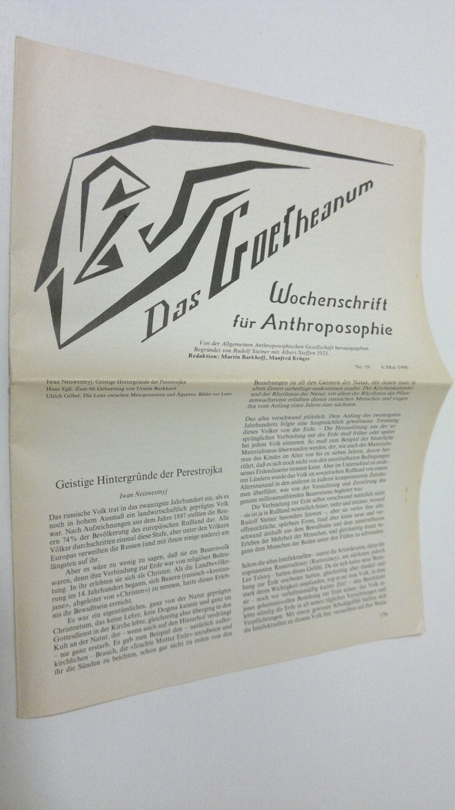 Martin (red.) Barkhoff : Das Goetheanum nr. 19/1990 : Woc...