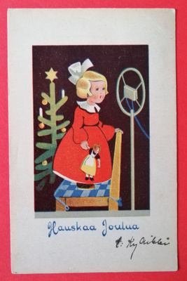 Vanha joulukortti kulk. 1936