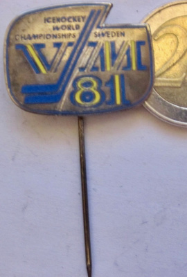 VANHA Osanottaja Merkki Jääkiekko MM-kisat 1981 Tukholma
