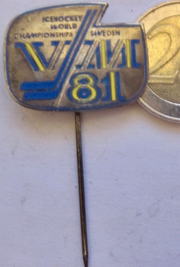 VANHA Osanottaja Merkki Jääkiekko MM-kisat 1981 Tukholma