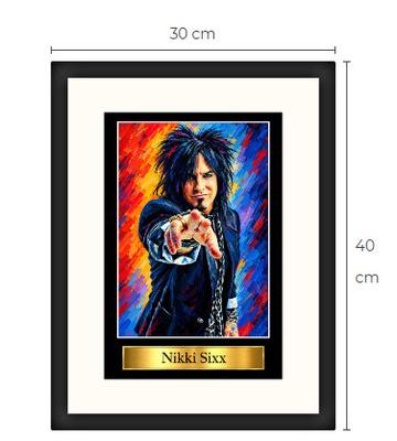 Uusi Nikki Sixx art print kehystetty 30 cm x 40 cm