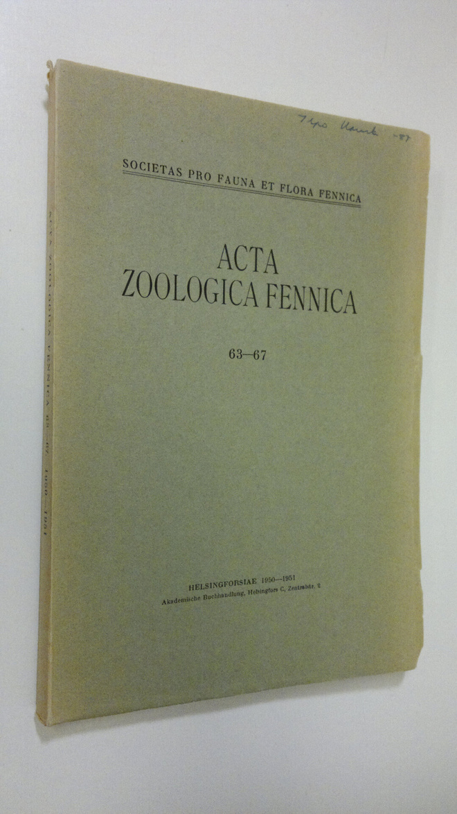 Sven ym. Nordberg : Acta Zoologica Fennica 63-67 : Resear...