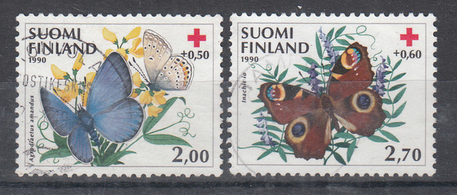 1990 Punainen Risti pyöröleimattu
