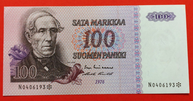 TÄHTI seteli 100 mk 1976 N**. Kunto 9. (KD16)