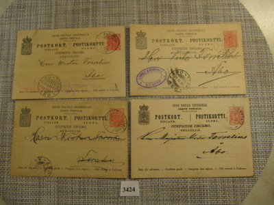 Ehiökortteja 4 kpl. 1890-1897