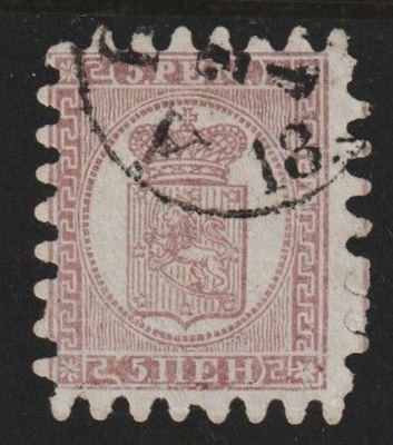 1860 5 pennin isohampainen merkki leimattuna