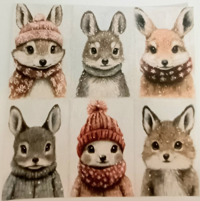 Korttikuva-arkki JOULUELÄIMET / 15 x 15 cm