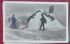 Norja/Norway Stasbanen: old postcard/postikortti: hiihtäjät