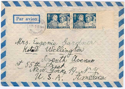 1949 tub 12mk pari lentokirje USAhan