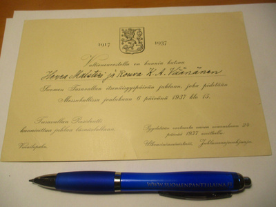 1937 Kutsu Itsenäisyyspäivän juhlaan