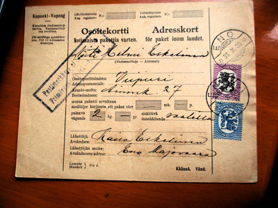 1928 Eno osoitekortti Viipurin