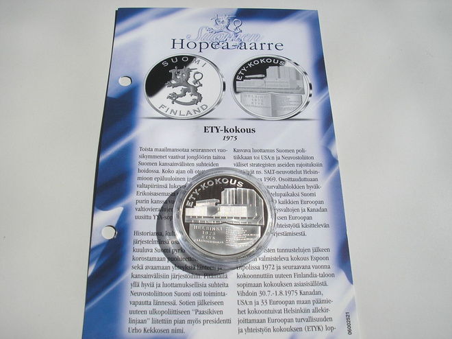 HOPEA-AARRE "ETY-kokous 1975" ag.925 + ait.todistus
