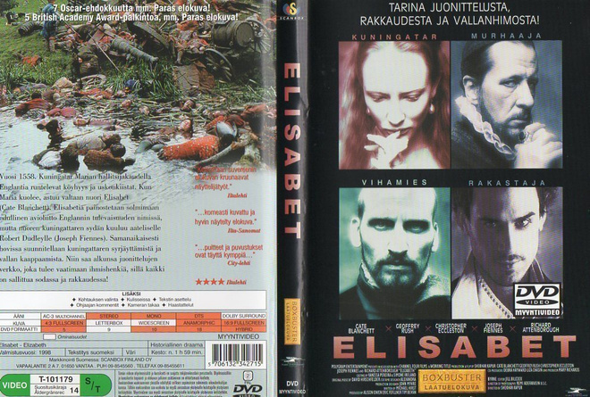Elisabet	(1 972)	K	-FI-	suomik.	DVD		cate blanchett	1998	1h