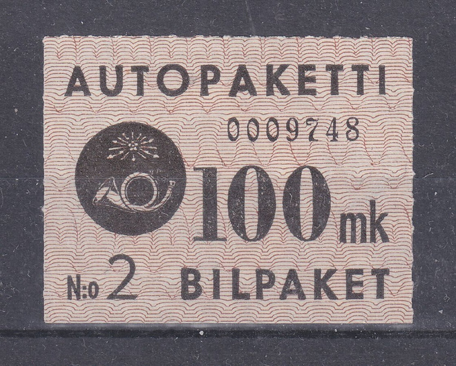1949 100 MK autopakettimerkki postituoreena.