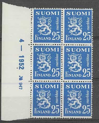 1952 25mk sininen nro-6lo 947 ++