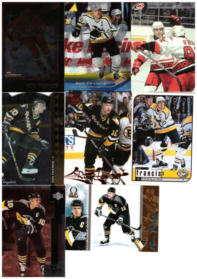 8 x RON FRANCIS Penguins, Hurricanes Erikois/Parallel Kort.