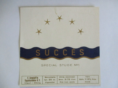 F.SERGEJEFF VIIPURI SUCCES ETIKETTI 1927 (K15-S66)