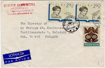 Puola 1971 lentokirje Suomeen