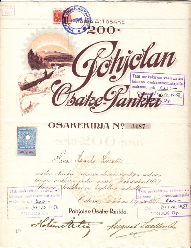 OKK 1917 Pohjolan Osake-Pankki Oy, Oulu pörssi