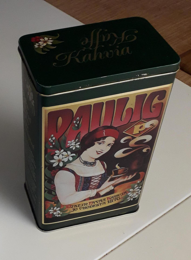 Vanha Paulig kahvipurkki - vihreä