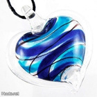 1041 .. Murano Sydän Lampwork Taidelasi .. Kaulakoru - pikkukuva 1