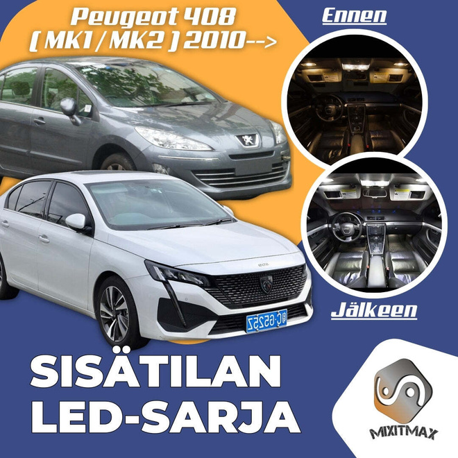 Peugeot 408 Sisätilan LED-sarja 12-osainen