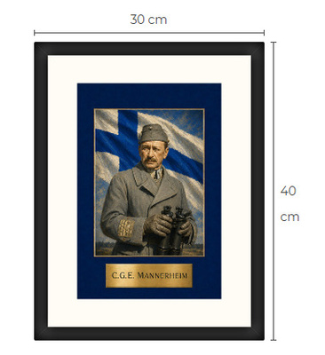 Uusi Mannerheim art print kehystetty 30 cm x 40 cm