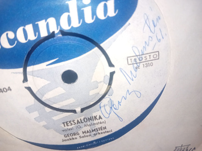 7"single Georg Malmsten : Tessalonika ( SIGNED ) SIS POSTIKU