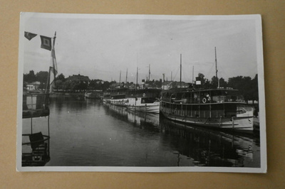 Savonlinna, höyrylaivat satamassa, valokuvapk, p. 1955