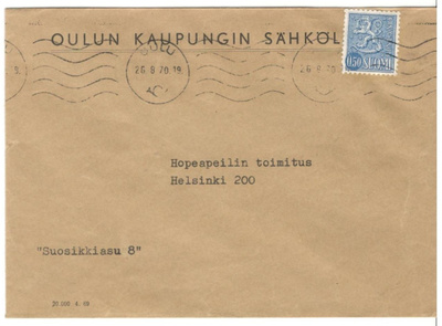 Oulu, v. 1970 firmakuori kotiseutukeräilijälle