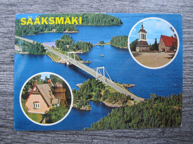 SÄÄKSMÄKI.....ilmakuva / monikuva. Mm. silta, kirkko.....
