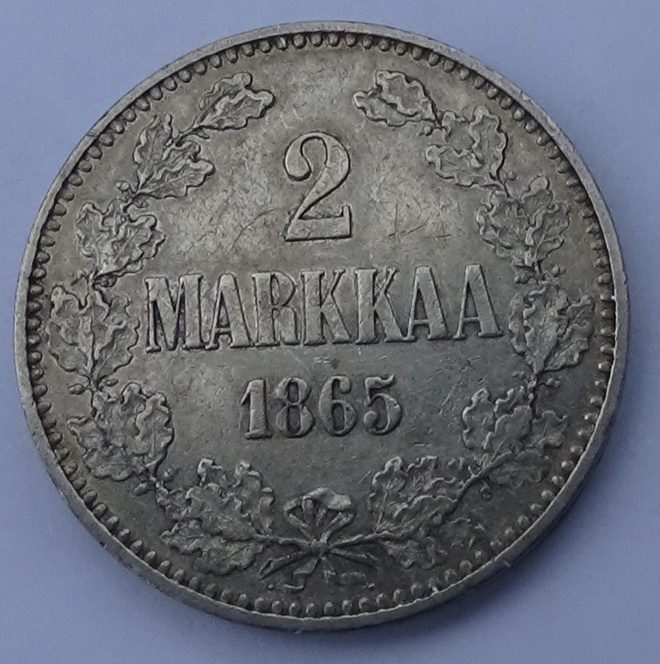 1865 2 markkaa tyyppi 1.1 kl7