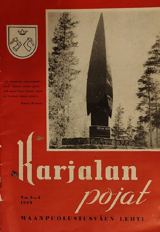 Karjalan Pojat - Maanpuolustusväen lehti n:o 3 - 4 / 1959.