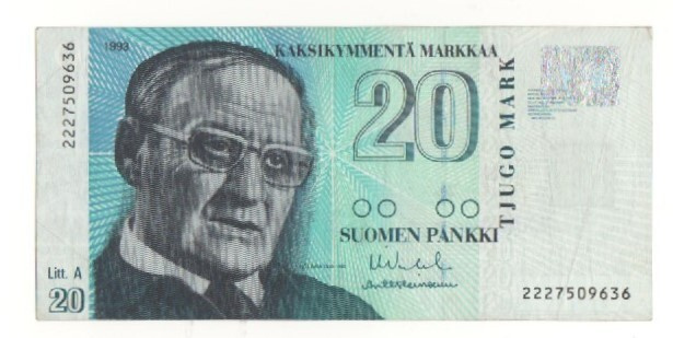 20 markkaa 1993 Litt. A sarja 222