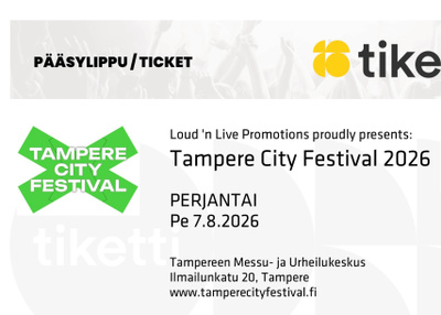 Tampere City Festival Perjantai -lippu 7.8.2026.