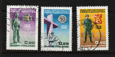 1968 Puolustusvoimat 50v-merkkisarja leimattuna